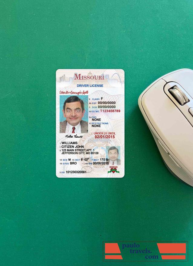 USA Missouri driving license under 21 photolook FRONT PSD template